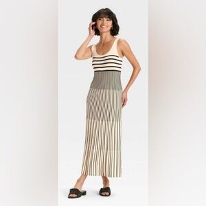 A new day Maxi Sweater Striped Black and Cream Dress